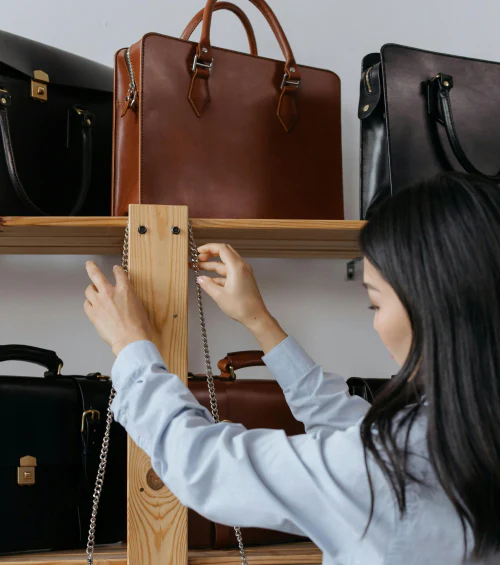 NexTag premium leather craft detail